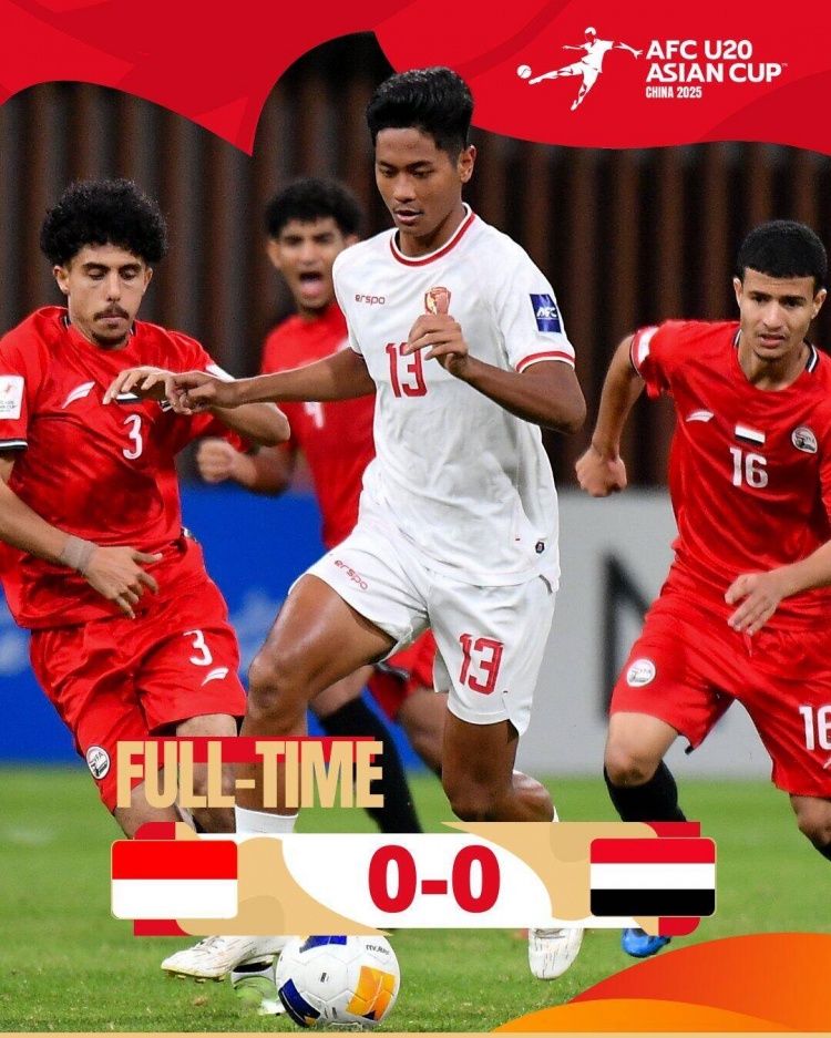 U20亞洲杯：印尼0-0戰(zhàn)平也門，兩隊(duì)分列C組第三、第四
